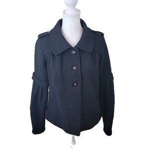 Charlotte Tarantola Black Wool Blend Short Coat Juliette Sleeves Women's Size S